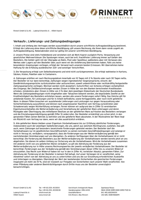 Vorschau: Verkaufs-, Lieferungs- und Zahlungsbedingungen