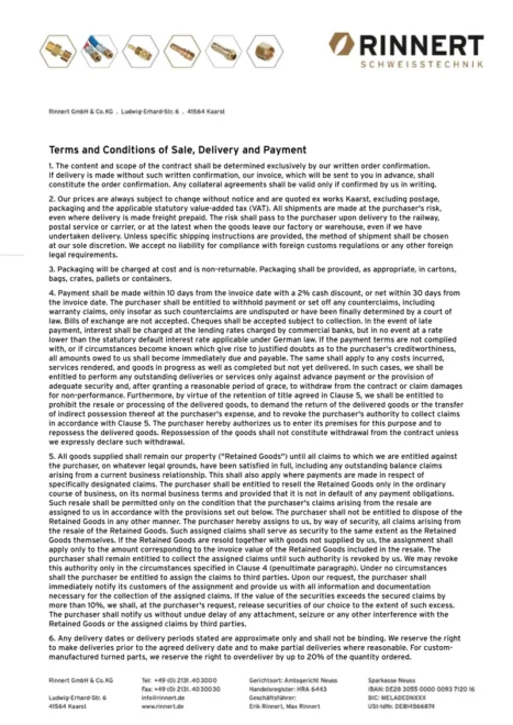Preview: Terms and Conditions of Sale, Delivery and Payment